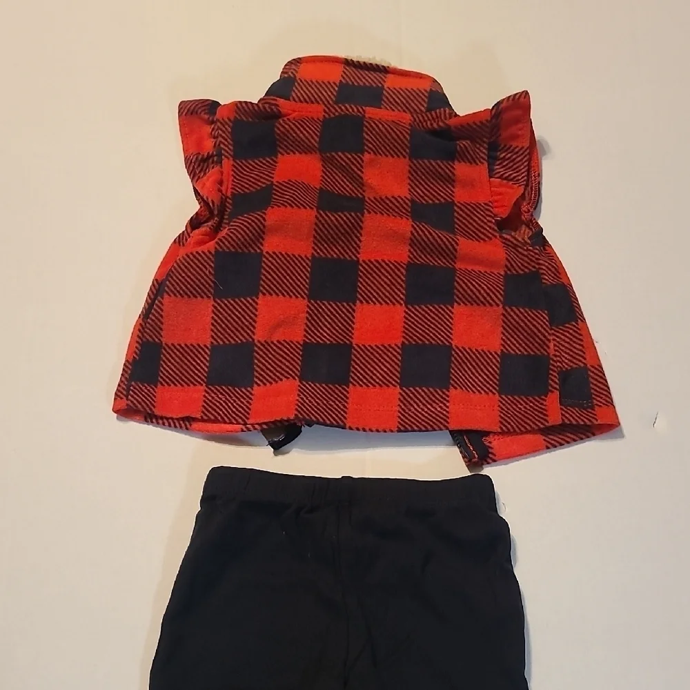 Carter's Red/Black Plaid Baby Vest with Black Leggings NWOT 6 Months